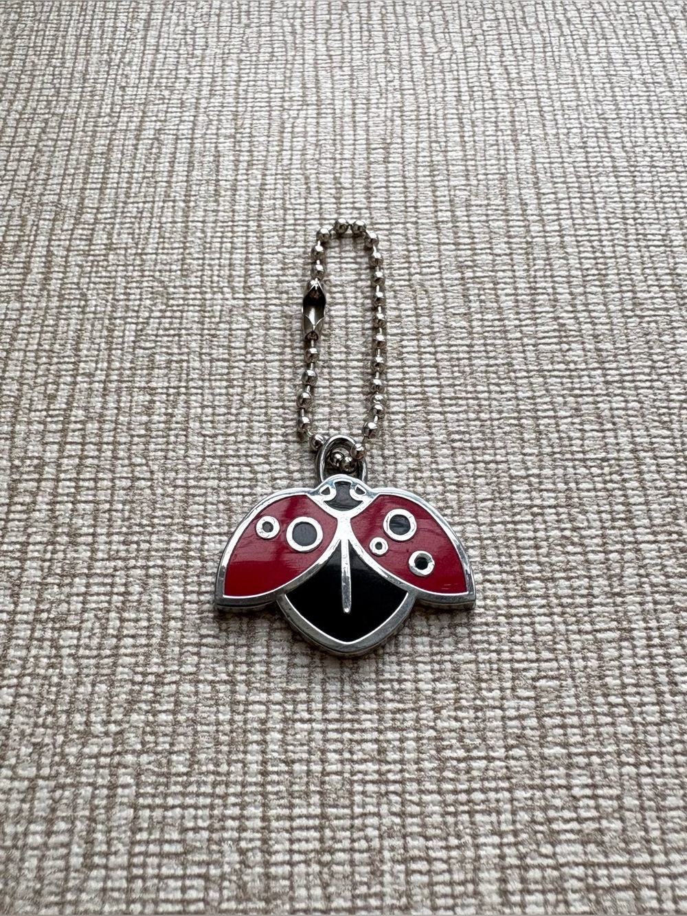 COACH Vintage Red Ladybug Silver Metal Bag Charm Keychain Keyring Key Fob